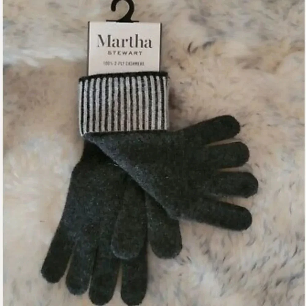 NWT Martha STEWART 100% 2 -PLY CASHMERE WOMEN'S dark Heather Grey WINTER…